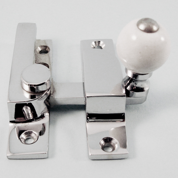 THD104N/CP • Non-Locking • Polished Chrome • Narrow Straight Arm Ceramic Knob Sash Fastener